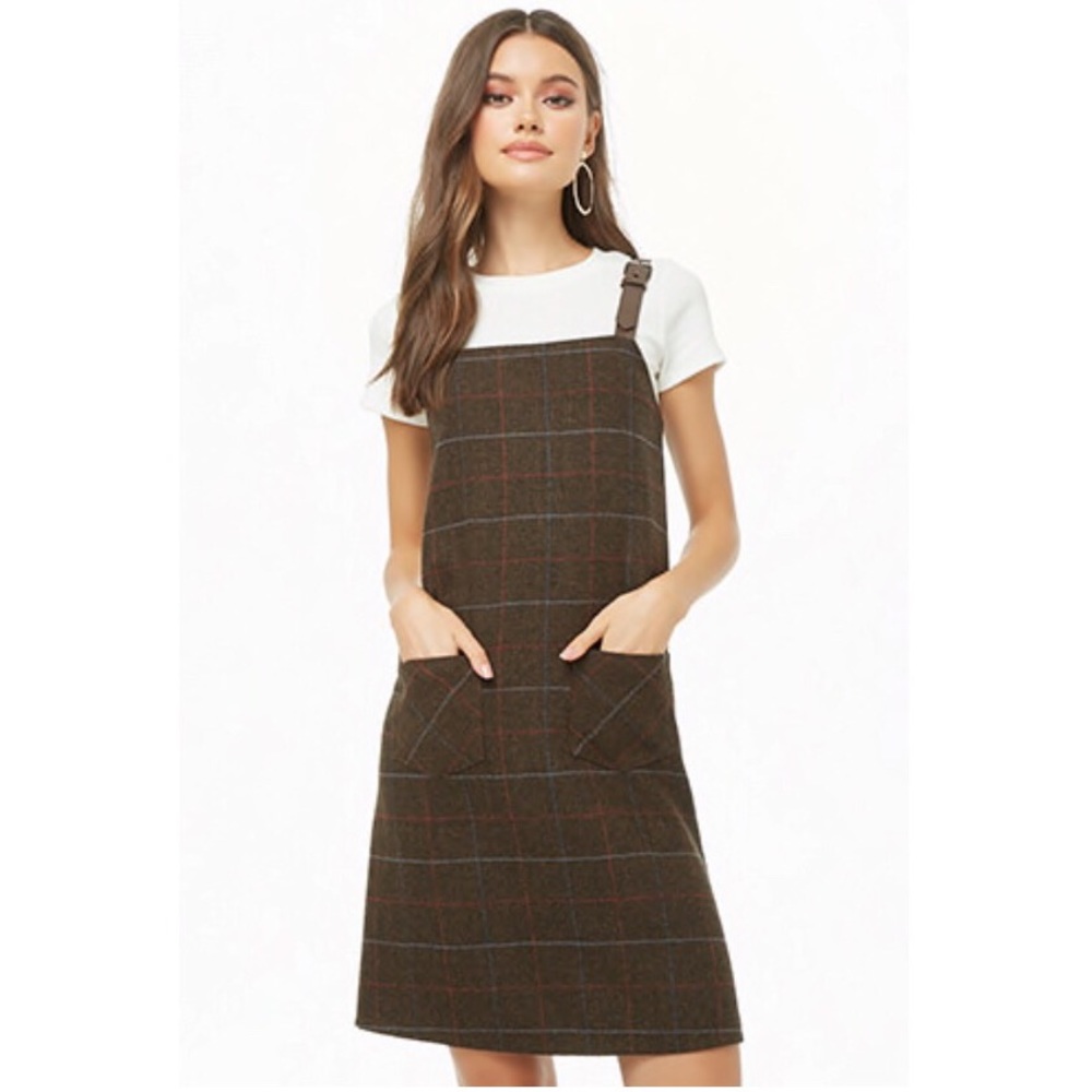 Forever21 Plaid Pinafore Dress L
